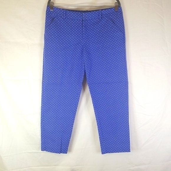 Merona Fit2 Stretch Women’s blue/white polka dot Pants size 12 EUC 🎯 - Picture 1 of 6
